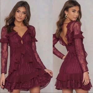 For Love and Lemons Daphne Bordeaux dress